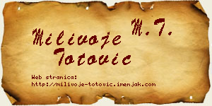 Milivoje Totović vizit kartica